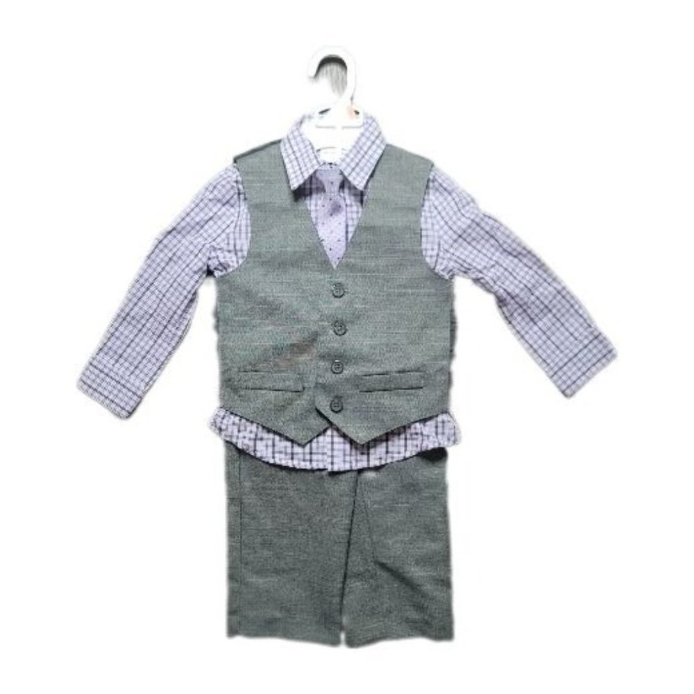 Van Heusen, Toddler Boys 2T, 3 Piece Suit with Tie, Purple & Gray